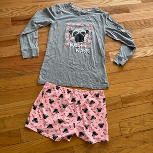 Joe Boxer Gray and Pink Pug Pajama Set